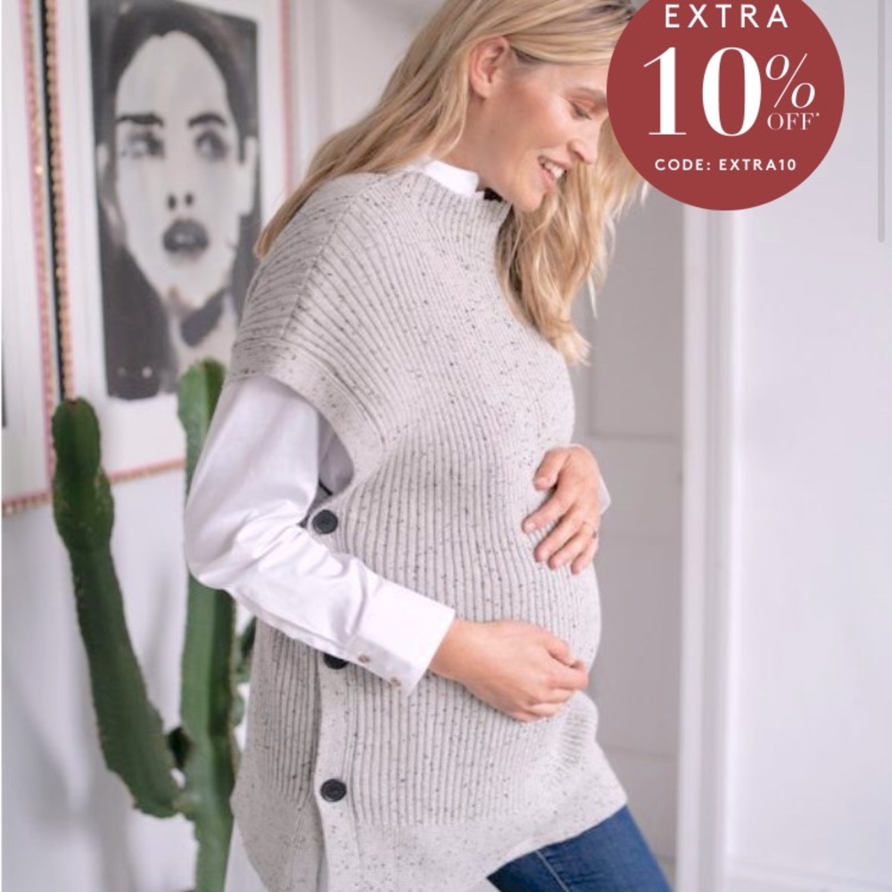 Maternity & Nursing Sleeveless Ribbed Knit Sweater Vest